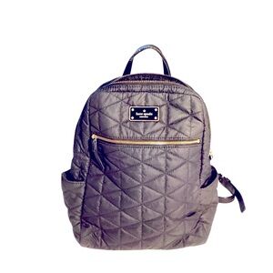 Kate Spade Small Black Quilted Backpack with Diamond Stitching
